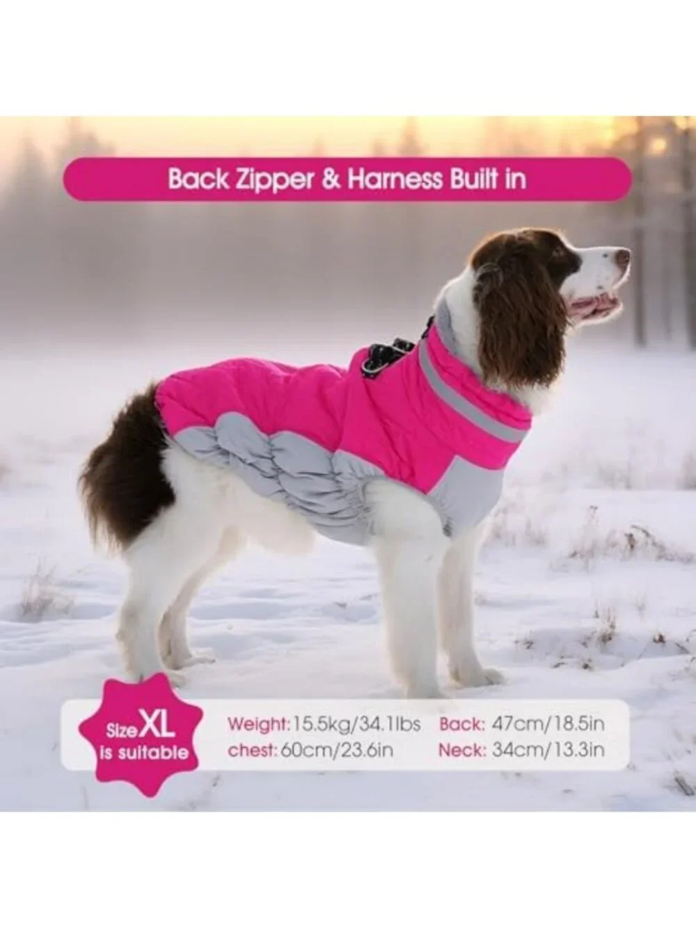 Cozy Fleece Dog Winter Jacket for Small Dogs with Harness - Warm Pet Coat